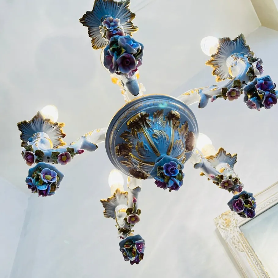 New Pamono Porcelain Chandelier in the style of Capodimonte