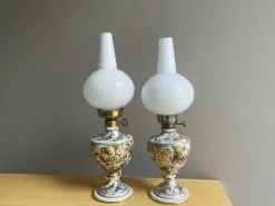 Hot Pamono Portuguese Porcelain Hand Painted Table Lamps by Alcobaça Porcelain Factory, Set of 2