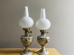 Hot Pamono Portuguese Porcelain Hand Painted Table Lamps by Alcobaça Porcelain Factory, Set of 2