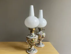 Hot Pamono Portuguese Porcelain Hand Painted Table Lamps by Alcobaça Porcelain Factory, Set of 2