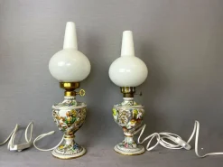 Hot Pamono Portuguese Porcelain Hand Painted Table Lamps by Alcobaça Porcelain Factory, Set of 2