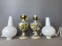 Hot Pamono Portuguese Porcelain Hand Painted Table Lamps by Alcobaça Porcelain Factory, Set of 2
