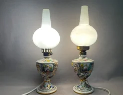 Hot Pamono Portuguese Porcelain Hand Painted Table Lamps by Alcobaça Porcelain Factory, Set of 2