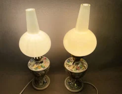 Hot Pamono Portuguese Porcelain Hand Painted Table Lamps by Alcobaça Porcelain Factory, Set of 2