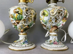 Hot Pamono Portuguese Porcelain Hand Painted Table Lamps by Alcobaça Porcelain Factory, Set of 2