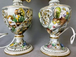 Hot Pamono Portuguese Porcelain Hand Painted Table Lamps by Alcobaça Porcelain Factory, Set of 2