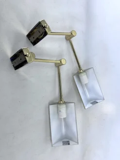 Sale Pamono Postmodern Articulated Brass Wall Lamps from Baulmann Leuchten, Germany, 1980s, Set of 2