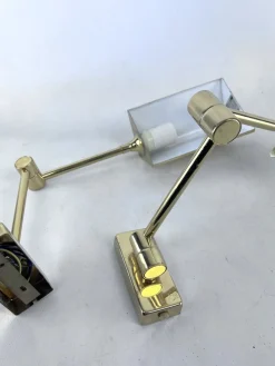 Sale Pamono Postmodern Articulated Brass Wall Lamps from Baulmann Leuchten, Germany, 1980s, Set of 2