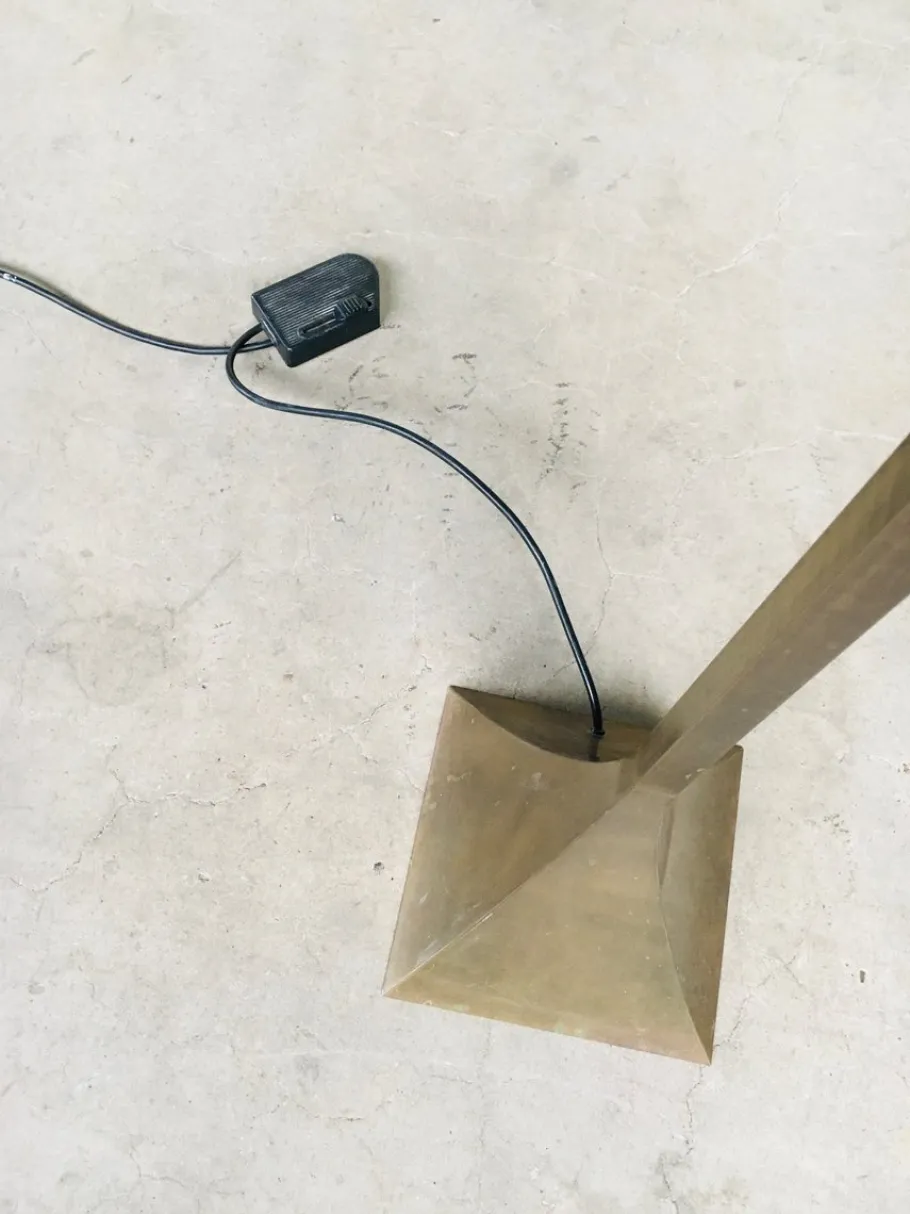 Outlet Pamono Postmodern Design Brass Fluted Torchiere Floor Lamp by Relco, Italy, 1980s