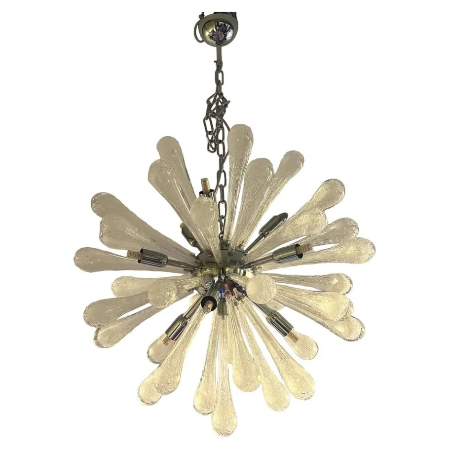 Clearance Pamono Pulegoso Drops Murano Glass Sputnik Chandelier by Simoeng