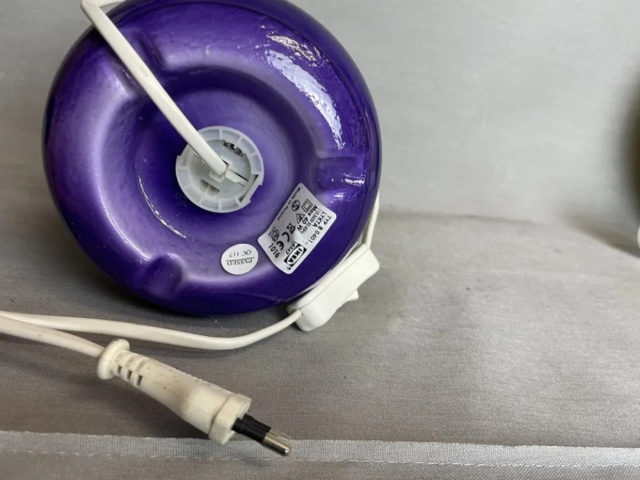 Hot Pamono Purple Glass Table Lamp from Ikea, 2000s