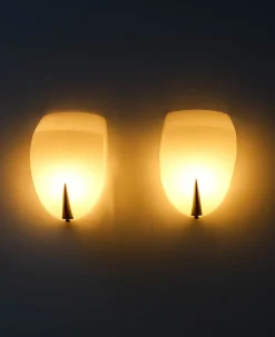 Sale Pamono Rationalist Brass and Glass Wall Lamp, 1940s, Set of 2