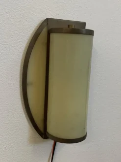 Discount Pamono Rationalist Brass and Glass Ship Sconce, 1920s