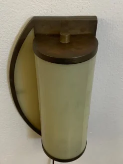 Discount Pamono Rationalist Brass and Glass Ship Sconce, 1920s