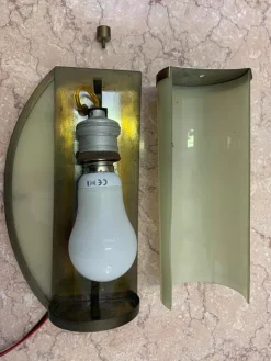 Discount Pamono Rationalist Brass and Glass Ship Sconce, 1920s