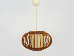 Sale Pamono Rattan and Bamboo Pendant Light attributed to Louis Sognot, 1950s