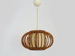 Sale Pamono Rattan and Bamboo Pendant Light attributed to Louis Sognot, 1950s