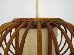 Sale Pamono Rattan and Bamboo Pendant Light attributed to Louis Sognot, 1950s
