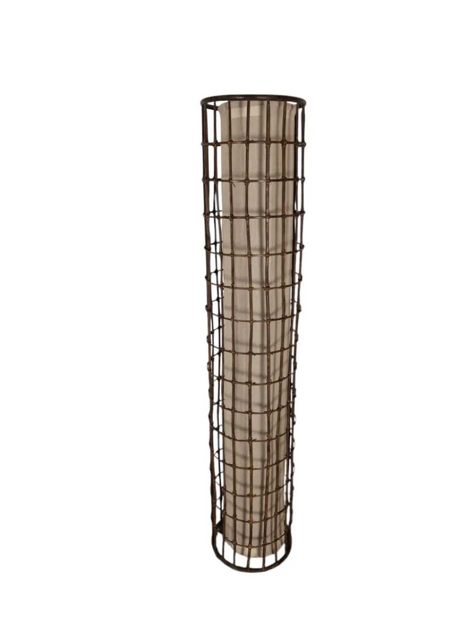New Pamono Rattan and Fabric Floor Lamp, 1950s