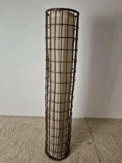 New Pamono Rattan and Fabric Floor Lamp, 1950s
