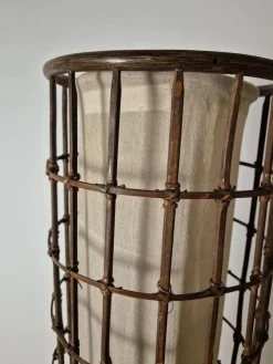 New Pamono Rattan and Fabric Floor Lamp, 1950s