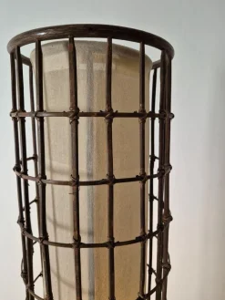 New Pamono Rattan and Fabric Floor Lamp, 1950s