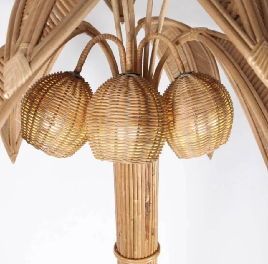 Best Pamono Rattan Coconut Floor Lamp, 1990s