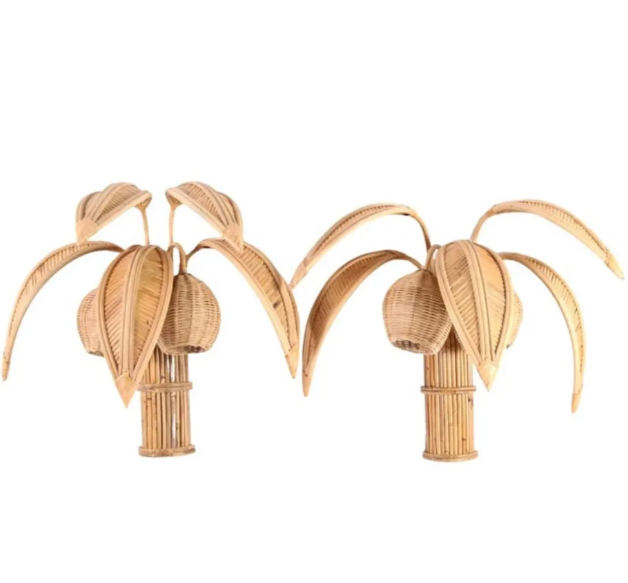 Best Pamono Rattan Coconut Wall Light, 1990s