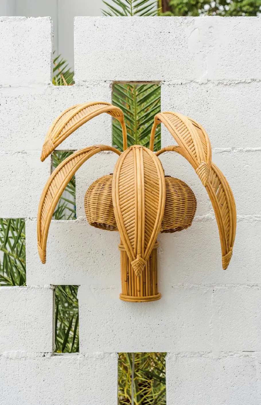 Best Pamono Rattan Coconut Wall Light, 1990s