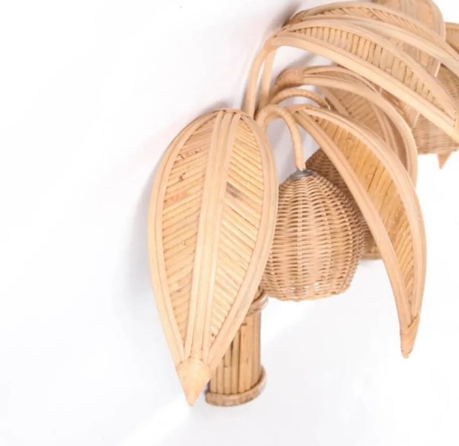 Best Pamono Rattan Coconut Wall Light, 1990s