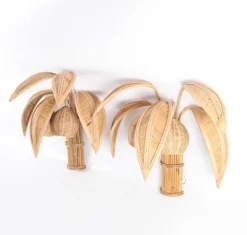 Best Pamono Rattan Coconut Wall Light, 1990s