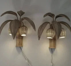 Clearance Pamono Rattan Coconut Wall Light, 1990s