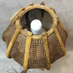 Hot Pamono Rattan Tulip Floor Lamp, 1960s