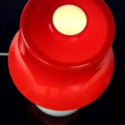 Clearance Pamono Red & White Opaline Glass Table Lamp by Stefan Tabery for Opp Jihlava, 1960s