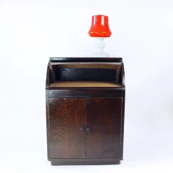 Clearance Pamono Red & White Opaline Glass Table Lamp by Stefan Tabery for Opp Jihlava, 1960s