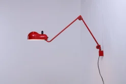 Best Pamono Red Adjustable Topo Wall Light from Stilnovo, 1970s