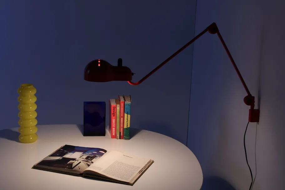 Best Pamono Red Adjustable Topo Wall Light from Stilnovo, 1970s