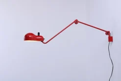 Best Pamono Red Adjustable Topo Wall Light from Stilnovo, 1970s