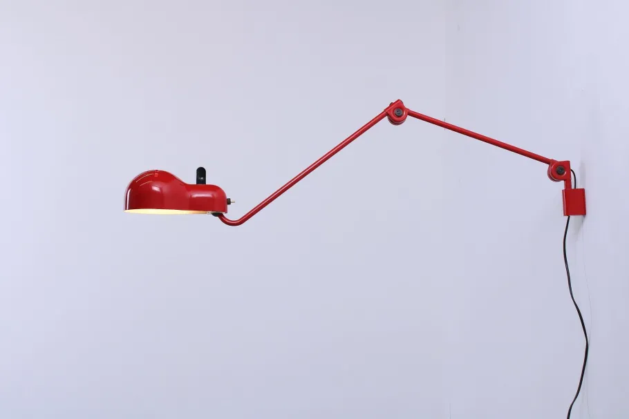 Best Pamono Red Adjustable Topo Wall Light from Stilnovo, 1970s