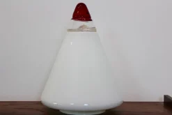 Discount Pamono Red and White Opalescent Glass Cone Lamp by Giusto Toso for Leucos, 1930s