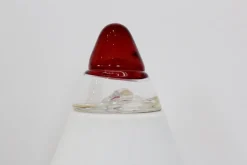 Discount Pamono Red and White Opalescent Glass Cone Lamp by Giusto Toso for Leucos, 1930s