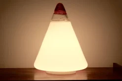 Discount Pamono Red and White Opalescent Glass Cone Lamp by Giusto Toso for Leucos, 1930s