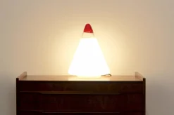 Discount Pamono Red and White Opalescent Glass Cone Lamp by Giusto Toso for Leucos, 1930s