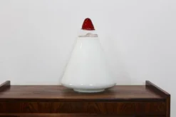 Discount Pamono Red and White Opalescent Glass Cone Lamp by Giusto Toso for Leucos, 1930s