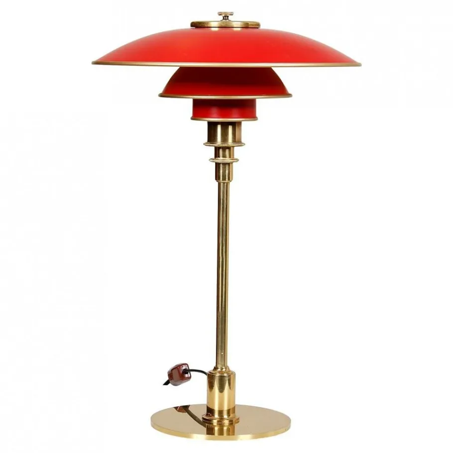 Discount Pamono Red Anniversary Ph 3/2 Table Lamp with Light Patina by Poul Henningsen for Louis Poulsen