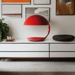 Outlet Pamono Red Cobra Table Lamp by Elio Martinelli for Martinelli Luce, Italy, 1960s