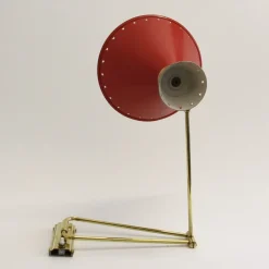 New Pamono Red Diabolo Articulated Wall Light by Rene Mathieu for Lunel, 1950s