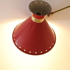 New Pamono Red Diabolo Articulated Wall Light by Rene Mathieu for Lunel, 1950s