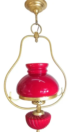 Sale Pamono Red Hanging Lamp, 1940s