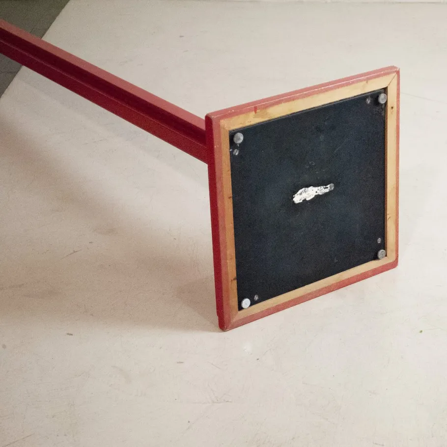 New Pamono Red Lacquered Wooden Coat Stand with steel Inserts by Carlo De Carli for Fiarm, 1970s